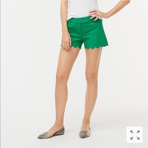 Green J. Crew scalloped hem shorts